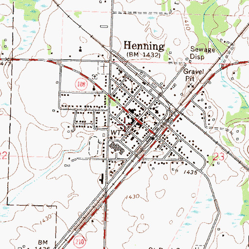 Topographic Map of Henning Volunteer Fire Department, MN