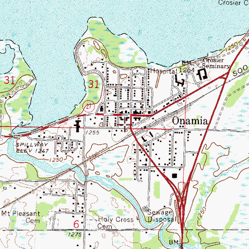 Topographic Map of Onamia Volunteer Fire Department, MN
