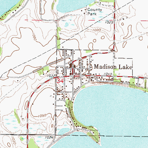Topographic Map of Madison Lake Fire Department, MN