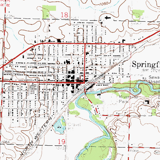 Topographic Map of Springfield Volunteer Fire Department, MN