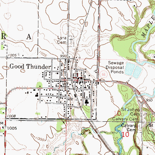 Topographic Map of Good Thunder Fire Department, MN