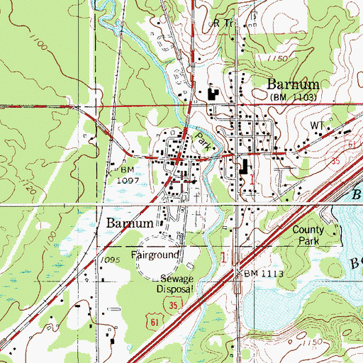 Topographic Map of Barnum Volunteer Fire Department, MN