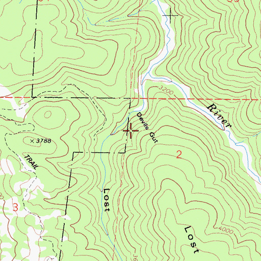 Topographic Map of Devils Gut, CA