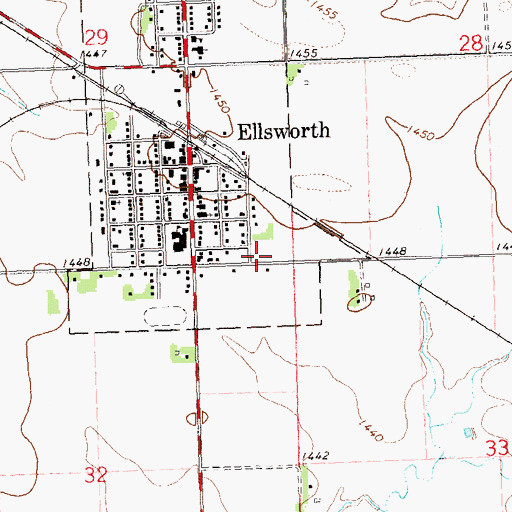 Topographic Map of Ellsworth Fire Department, MN