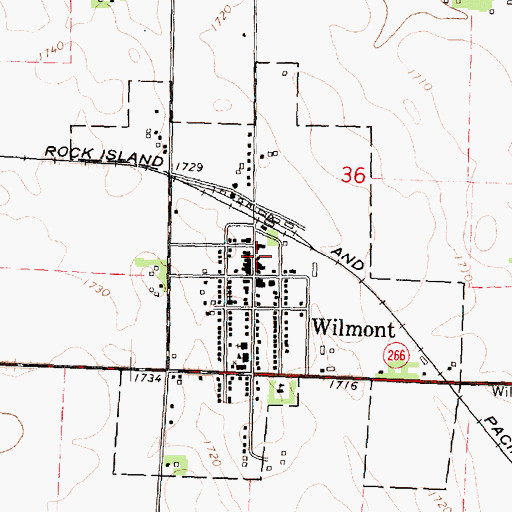Topographic Map of Wilmont Fire Department, MN