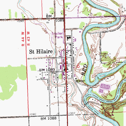 Topographic Map of Saint Hilaire Fire Department, MN