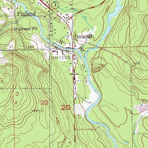 Topographic Map of Finland Volunteer Fire Department, MN