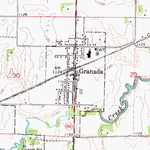Topographic Map of Granada Fire Department, MN