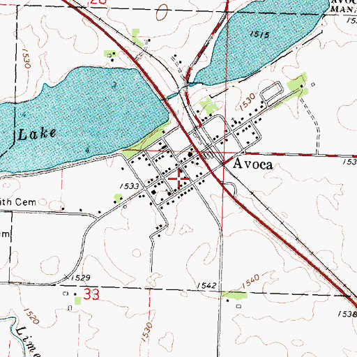 Topographic Map of Avoca Fire Department, MN