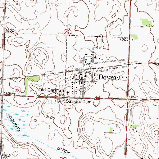 Topographic Map of Dovray Fire Department, MN