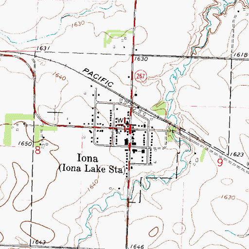 Topographic Map of Iona Fire Department, MN
