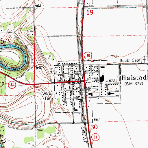 Topographic Map of Halstad Volunteer Fire Department, MN
