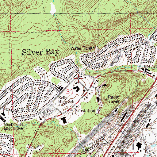 Topographic Map of Silver Bay Volunteer Fire Department, MN