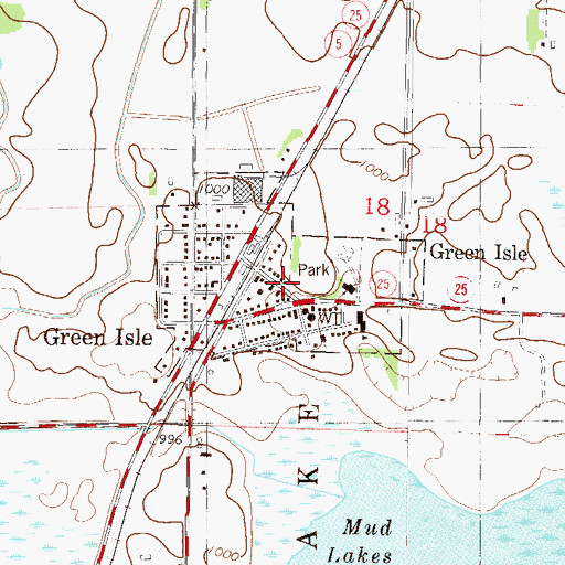 Topographic Map of Green Isle Fire Department, MN