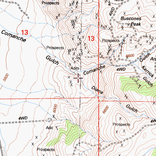 Topographic Map of Diana Gulch, CA