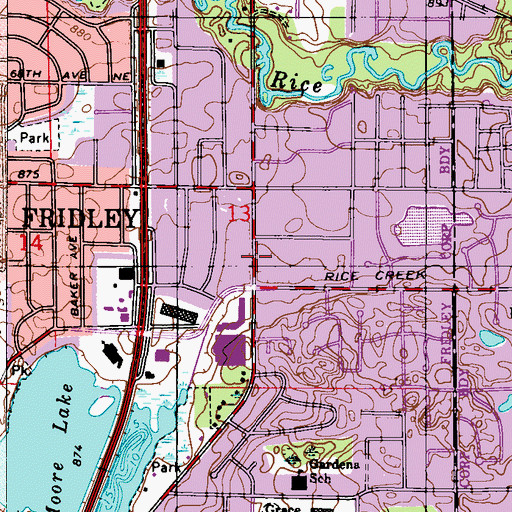 Topographic Map of Fridley Fire Department Station 2, MN