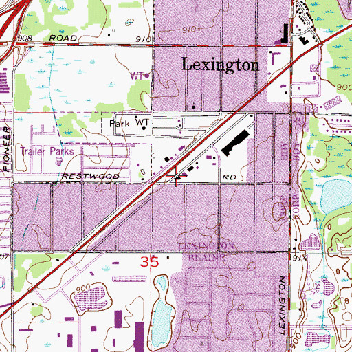 Topographic Map of Lexington Fire Department, MN