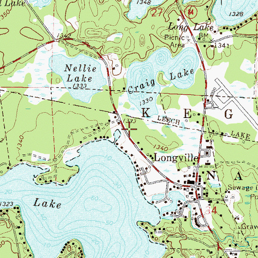 Topographic Map of Longville Volunteer Fire Department, MN