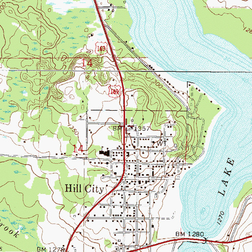 Topographic Map of Minnesota Department of Natural Resources Hill City Field Station, MN