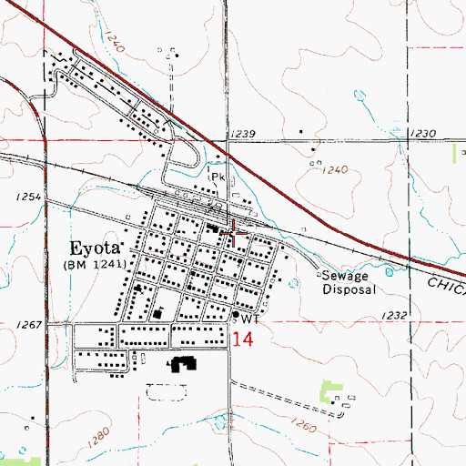 Topographic Map of Eyota Volunteer Fire Department, MN