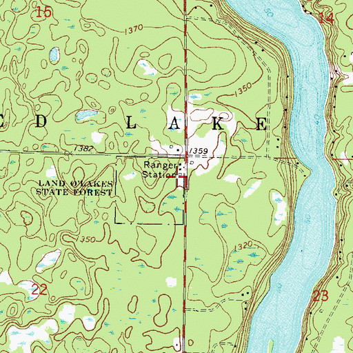 Topographic Map of Department of Natural Resources Division of Forestry - Washburn Lake Ranger Station, MN