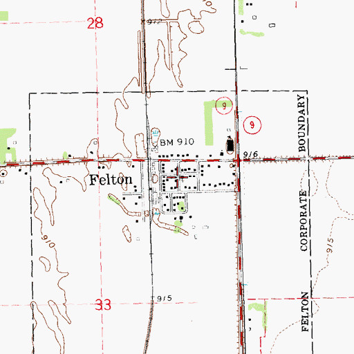 Topographic Map of Felton Community Fire Department, MN