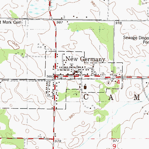 Topographic Map of New Germany Fire Department, MN