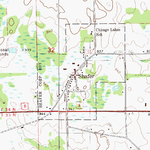 Topographic Map of Shafer / Franconia Fire Department, MN