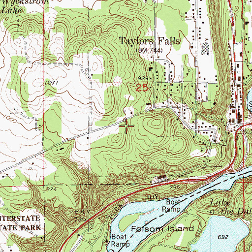 Topographic Map of Taylors Falls Fire Department, MN