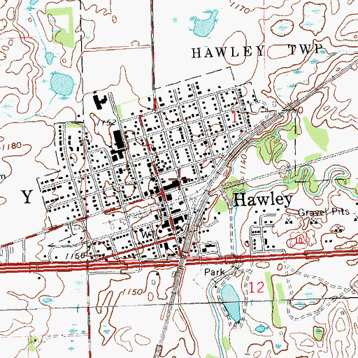 Topographic Map of Hawley Volunteer Fire Department, MN