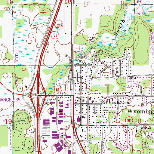 Topographic Map of Wyoming Fire Department, MN