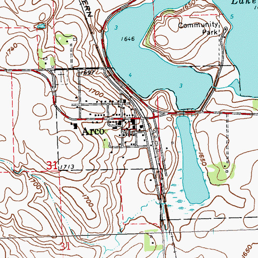 Topographic Map of Arco Fire Department, MN