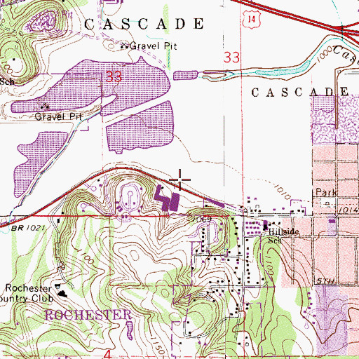 Topographic Map of Rochester Fire Department Station 3, MN