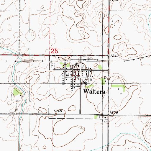 Topographic Map of Walters Volunteer Fire Department, MN