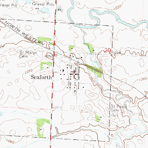 Topographic Map of Seaforth Fire Department, MN