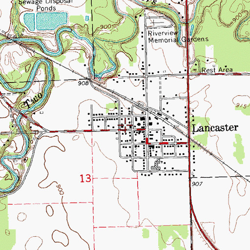 Topographic Map of Lancaster Fire Department, MN