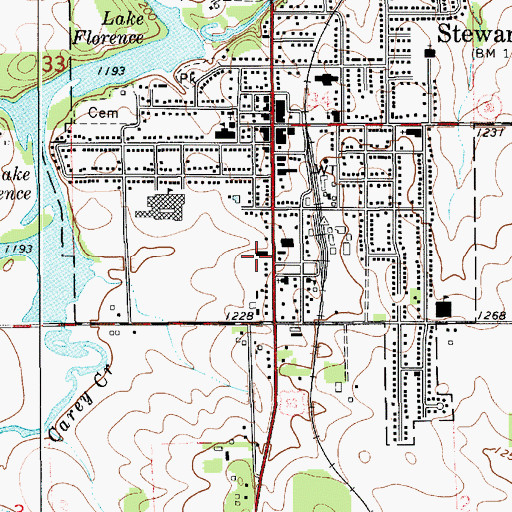 Topographic Map of Stewartville Fire Department, MN
