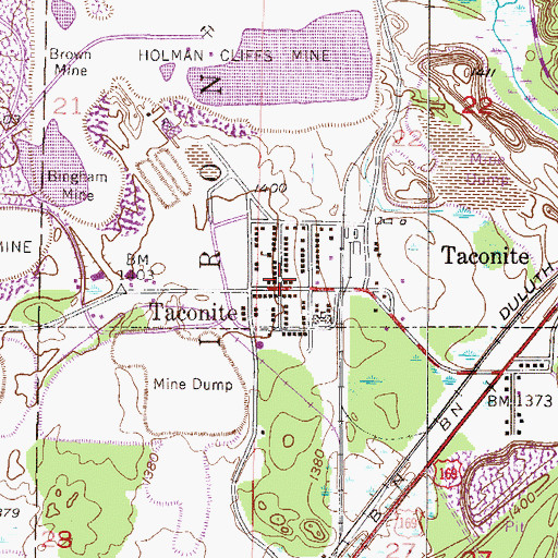 Topographic Map of Taconite Fire Department Station 1, MN