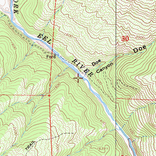 Topographic Map of Doe Canyon, CA