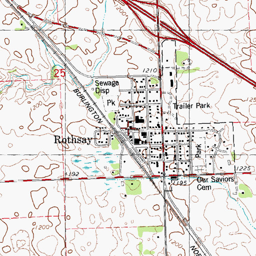 Topographic Map of Rothsay Fire Department, MN