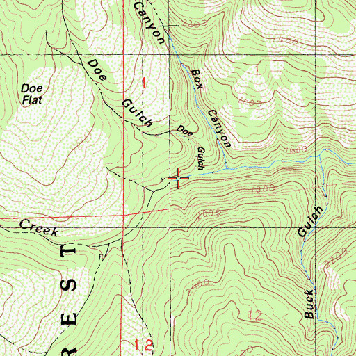 Topographic Map of Doe Gulch, CA