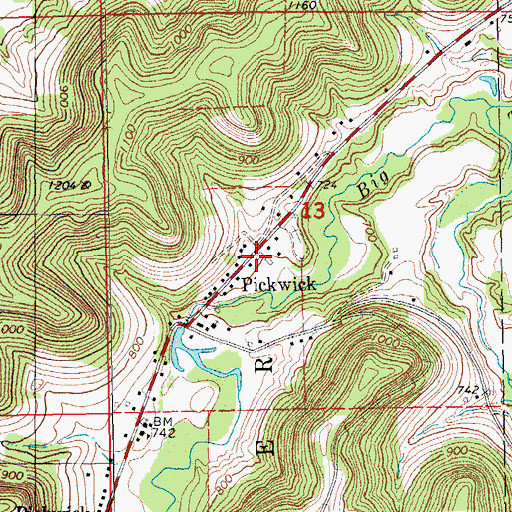 Topographic Map of Pickwick Fire and Rescue Department, MN