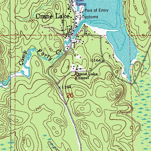 Topographic Map of Crane Lake Volunteer Fire Department, MN
