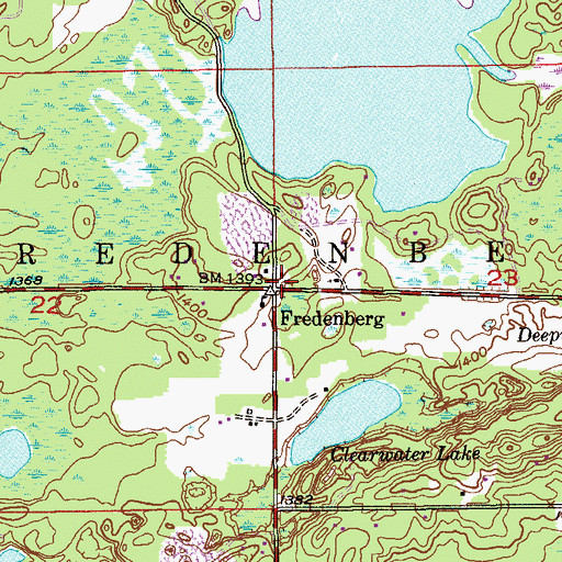Topographic Map of Fredenberg Fire Department, MN