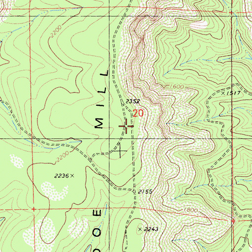 Topographic Map of Doe Mill Ridge, CA