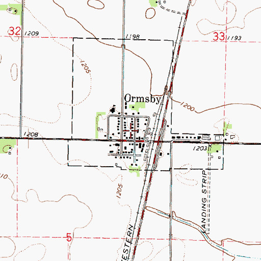 Topographic Map of Ormsby Fire Department, MN