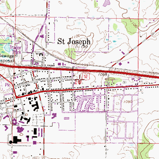 Topographic Map of Saint Joseph Volunteer Fire Department, MN