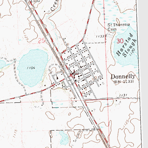 Topographic Map of Donnelly Fire Department, MN