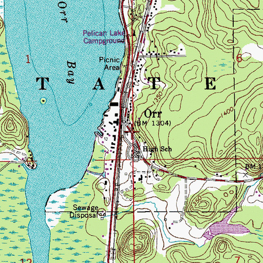 Topographic Map of Orr Volunteer Fire Department, MN