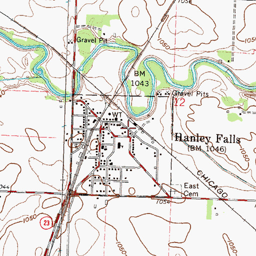 Topographic Map of Hanley Falls Volunteer Fire Department, MN